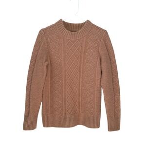 Duluth Wool Alpaca Blend Cable Knit Mock Neck Sweater Beige Size Small